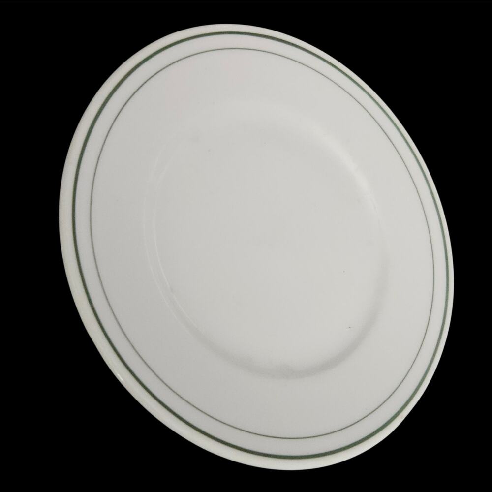 Fraunfelter China Bread Plate Green Rim Vintage Restaurant Ware